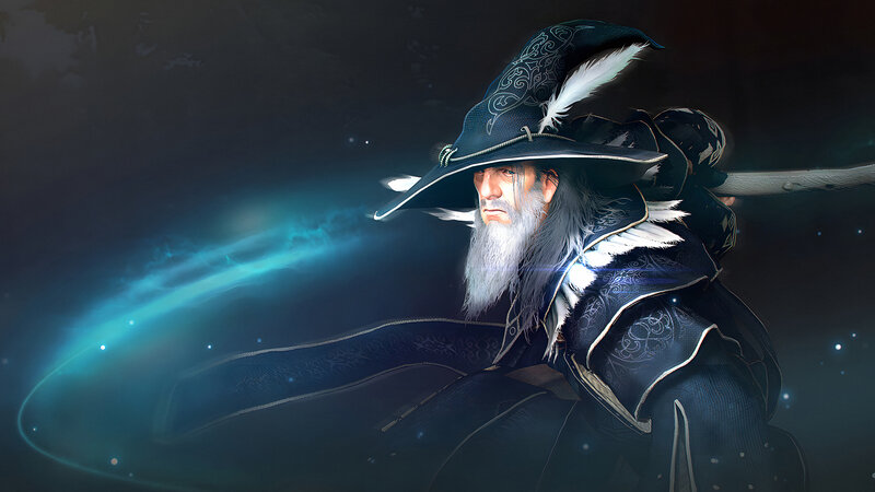 Wizard with Long Beard — Black