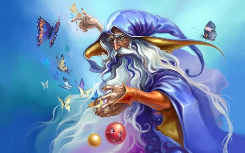 Wizard with Long Beard — Blue, Magical
