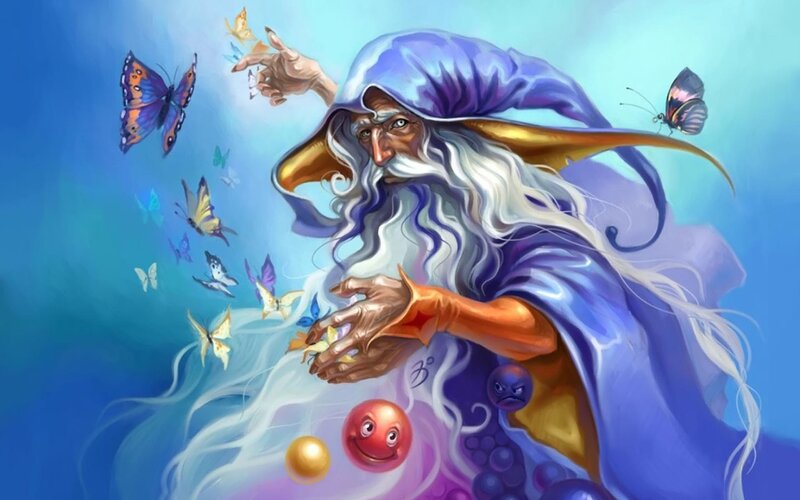 Wizard with Long Beard — Blue