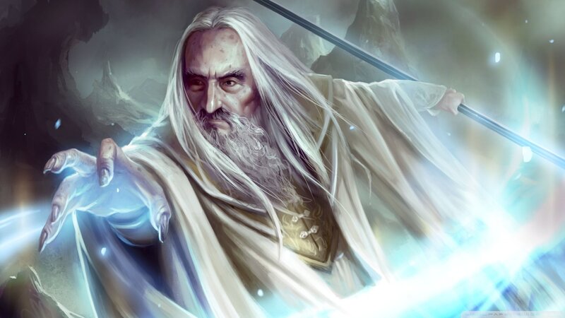 Wizard with Long White Hair