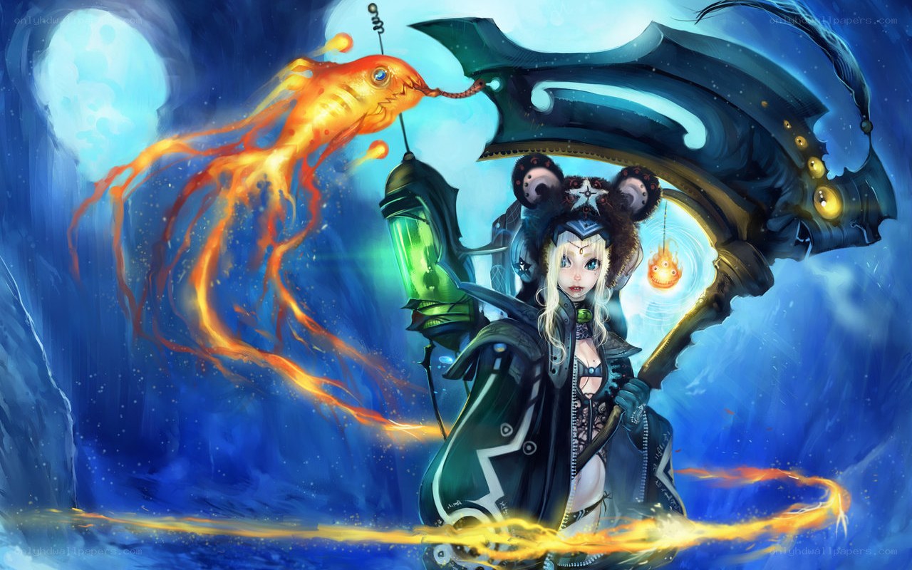 wizard with magical fish companion