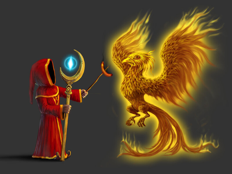 Wizard with phoenix
