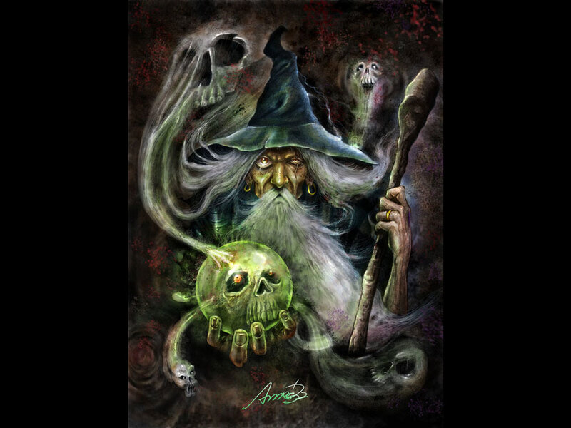 Wizard with Skull Staff