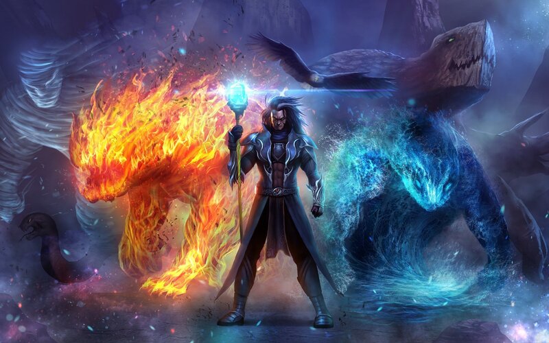 Wizard with Staff and Creatures