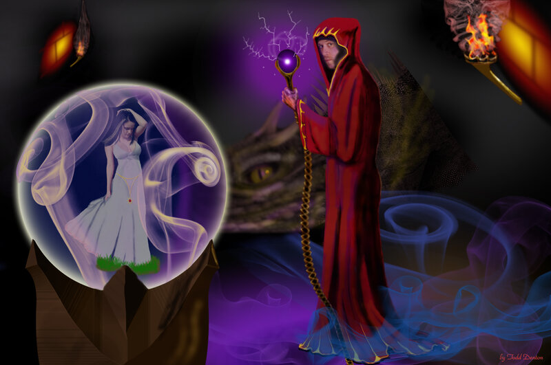 Wizard with Staff and Crystal Ball