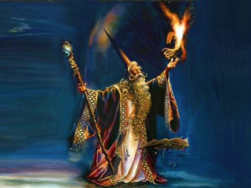 Wizard with Staff and Fire