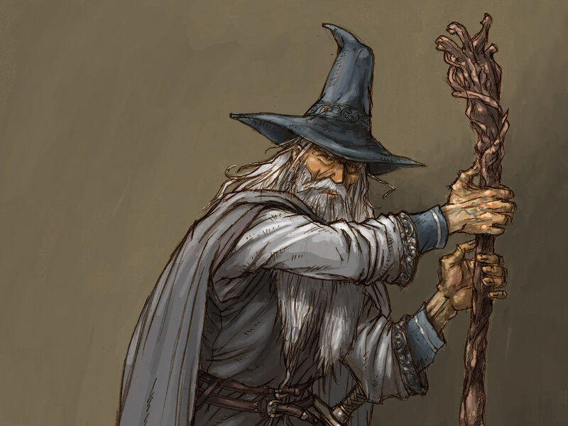 wizard with staff and hat
