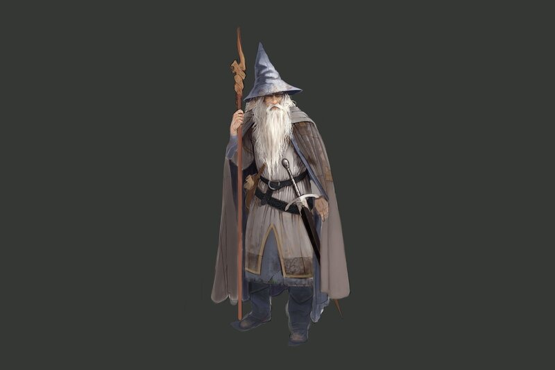 wizard with staff and sword