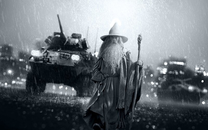 Wizard with Staff — Black, Dramatic