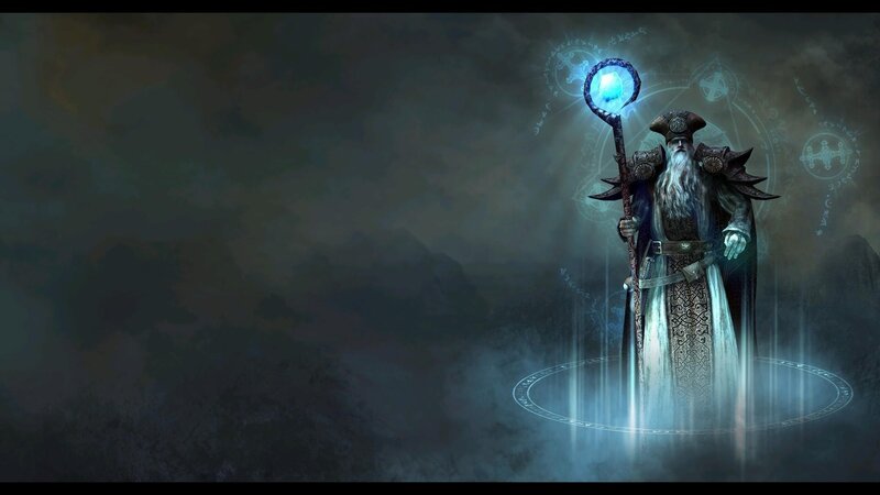 Wizard with Staff — Blue, Dramatic, Night