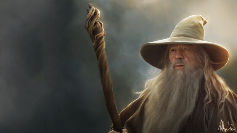 Wizard with Staff — Brown, Dramatic