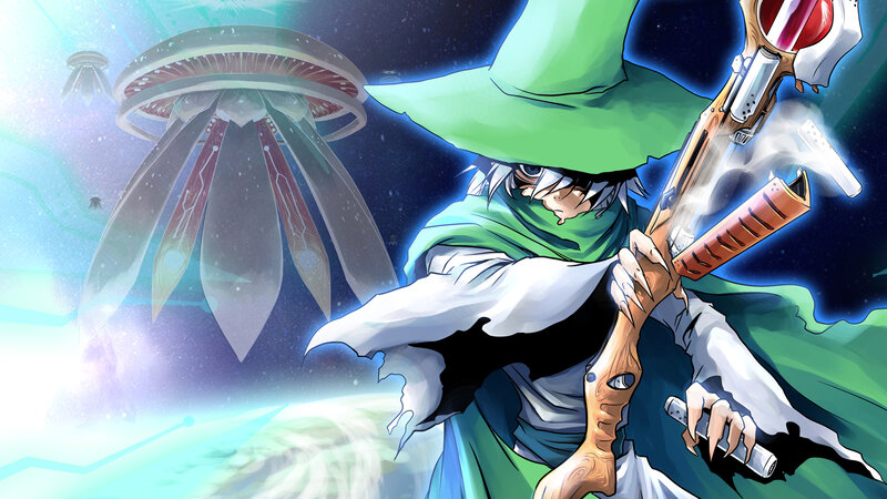 Wizard with Staff — Green, Dramatic, Night