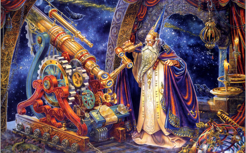wizard with telescope