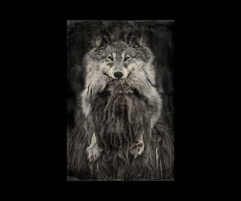 Wolf and Bearded Man
