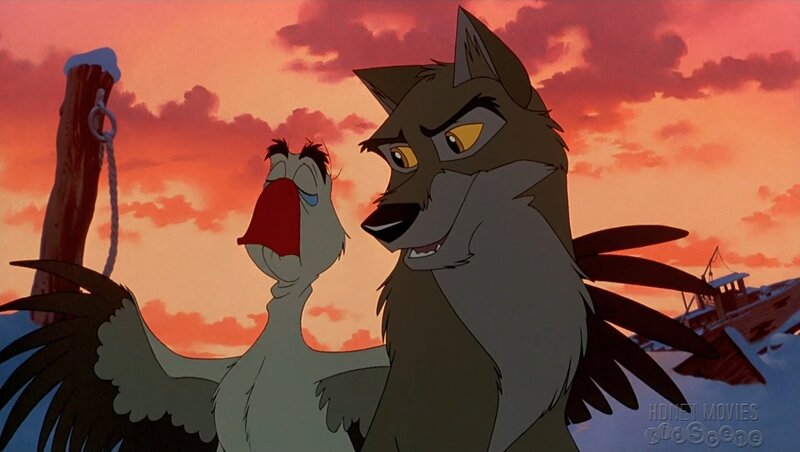 wolf and bird at sunset