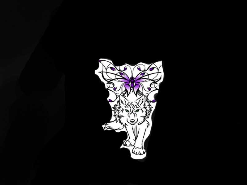 wolf and butterfly design