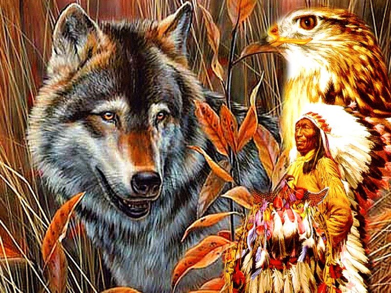 Wolf and Eagle with Chief