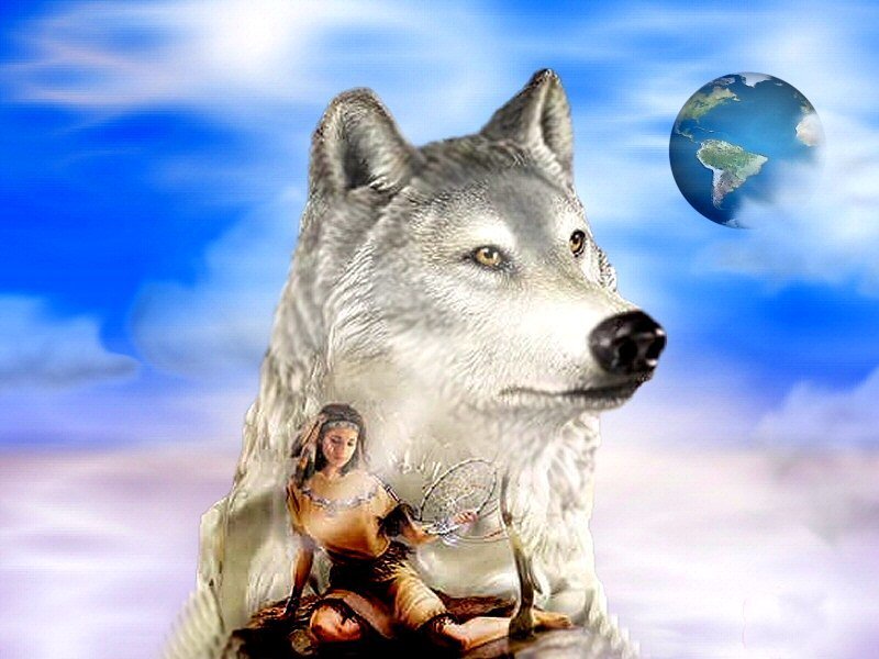 Wolf and Earth in Sky