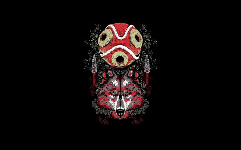 wolf and mask illustration