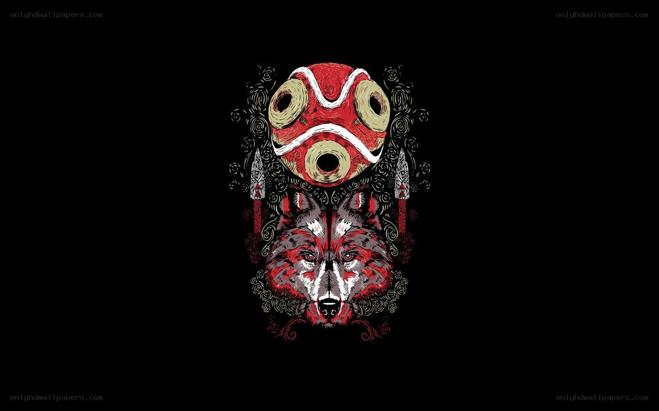 wolf and mask illustration