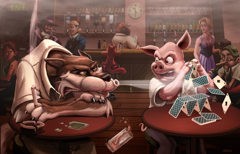 Wolf and Pig Playing Cards