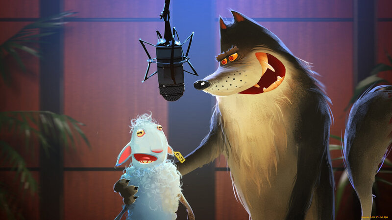 Wolf and Sheep in Studio