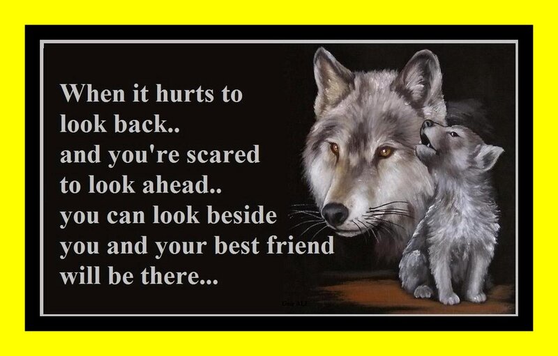 Wolf and Wolf Pup — Black