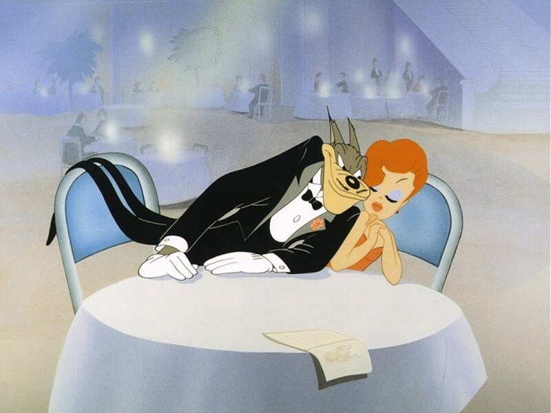 Wolf and Woman at Table