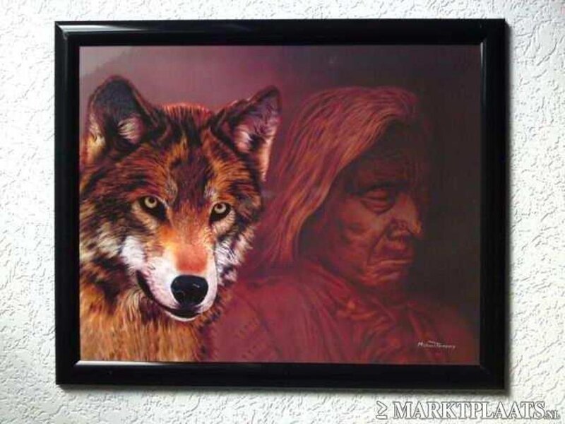 Wolf and Woman Portrait — Brown