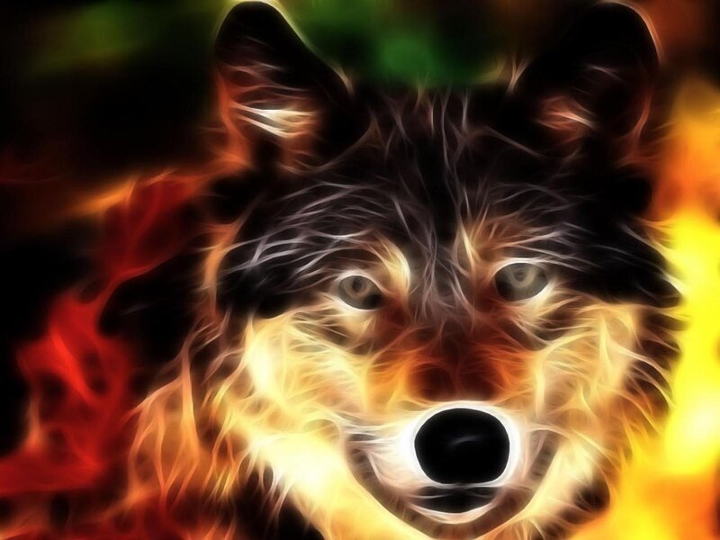 Wolf Face with Flame Effect