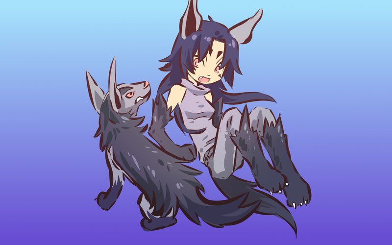 wolf girl and wolf companion
