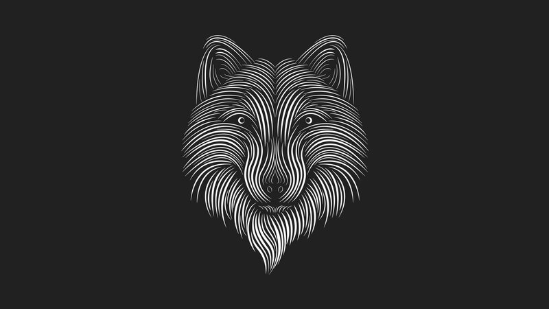 Wolf Head Illustration — Black, Minimalist