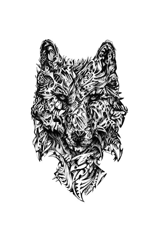 Wolf Head Illustration — Black