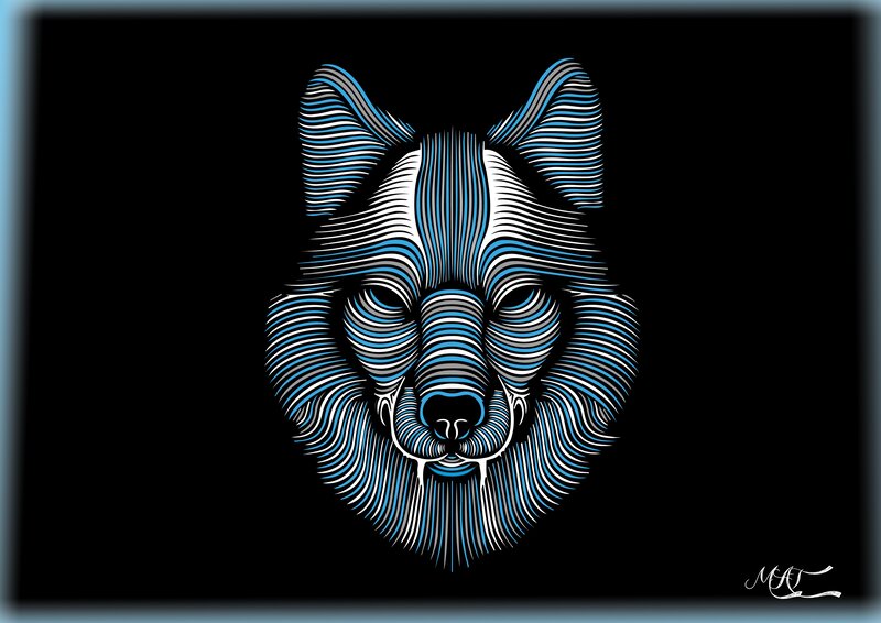 Wolf Head Illustration — Blue