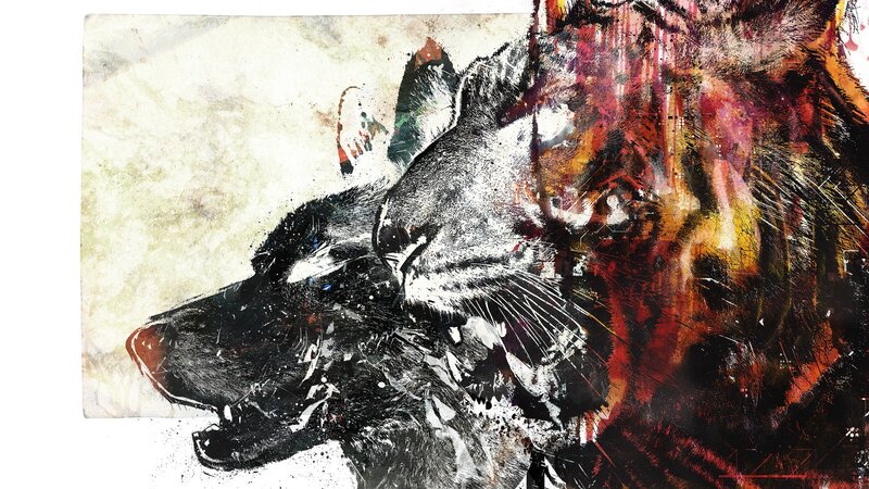 Wolf Head Portrait — Black, Dramatic, Digital Art