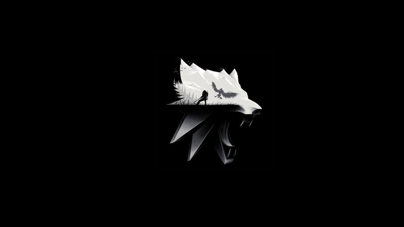 Wolf Head Silhouette — Black, Dramatic, Illustration, Mountain