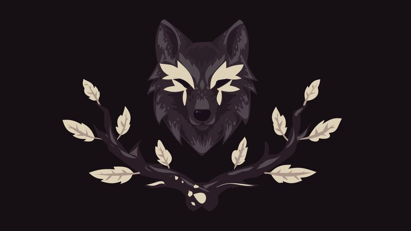 Wolf Head with Branches