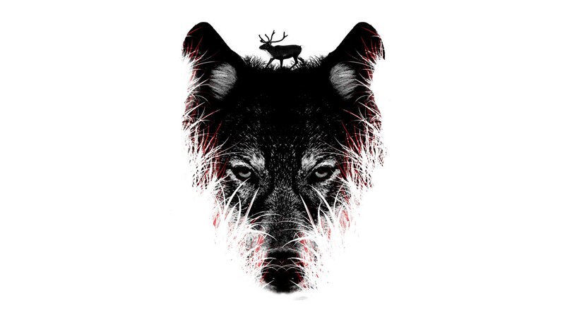 Wolf Head with Deer