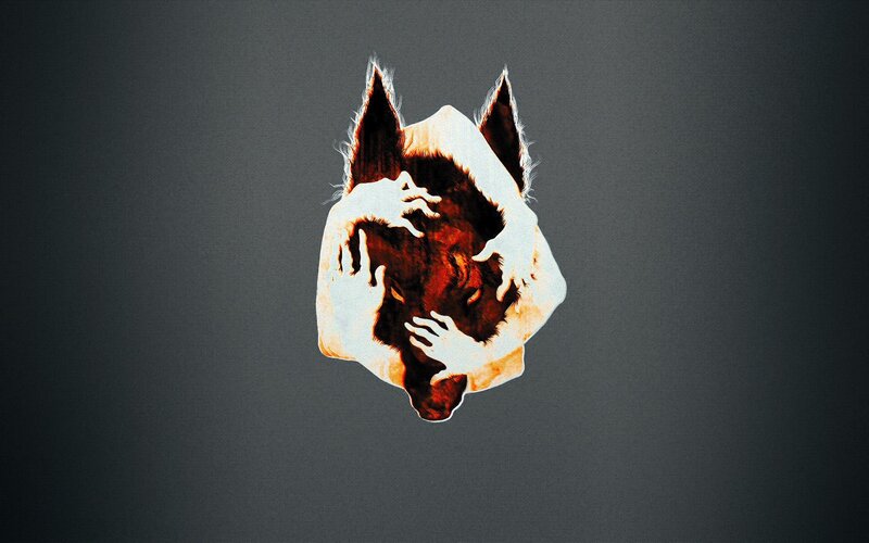 Wolf Head with Hands — Black, Dramatic