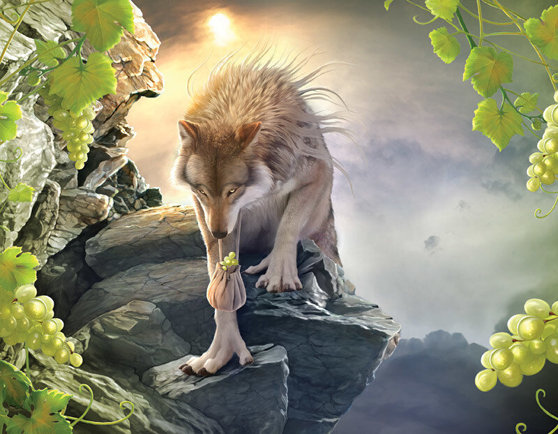 Wolf Holding Grapes