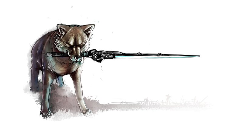 Wolf Holding Sword