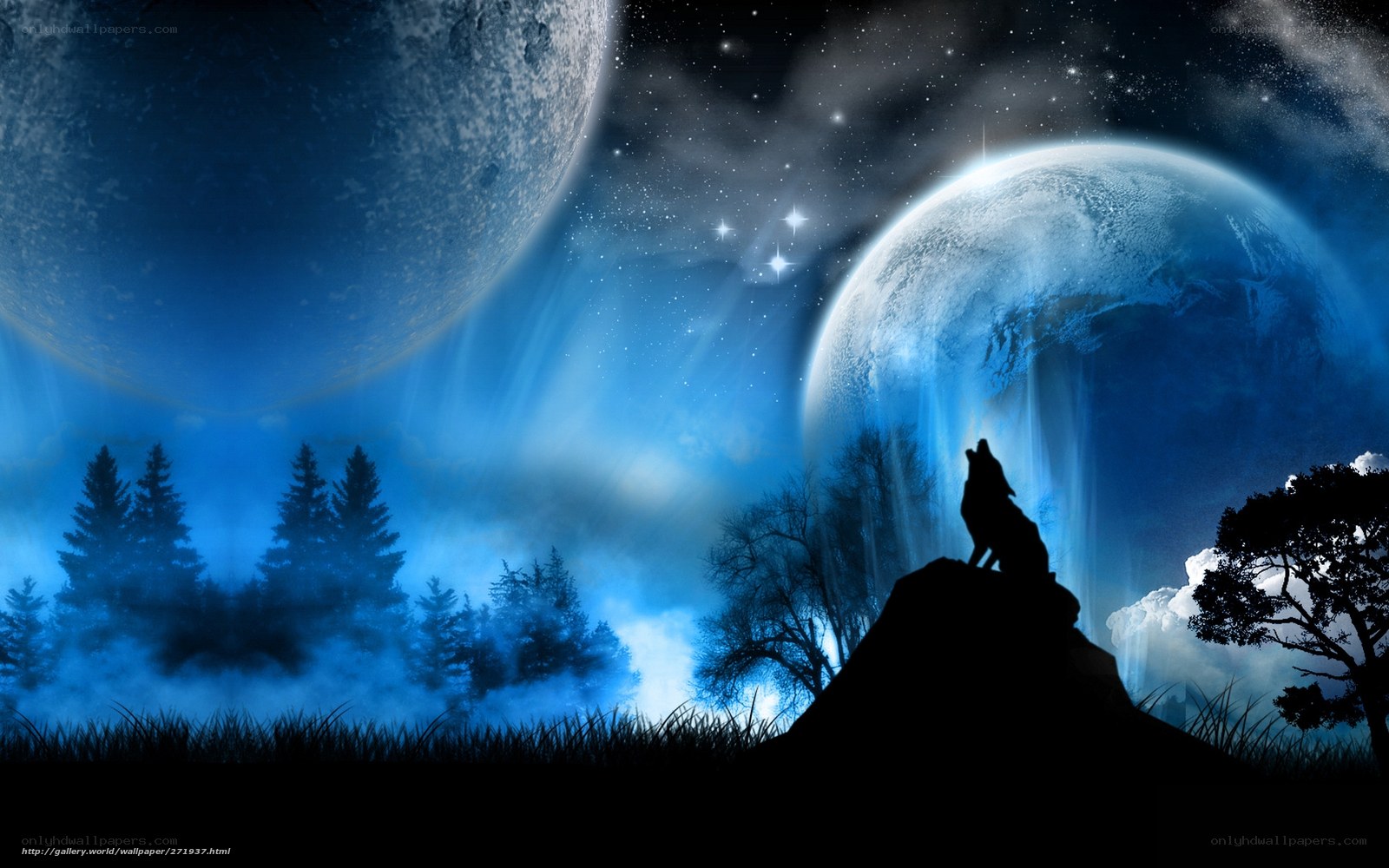 wolf howling at alien moons