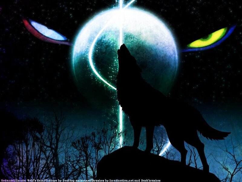 Wolf Howling at Moon — Black, Dramatic, Night, Digital Art, Eyes