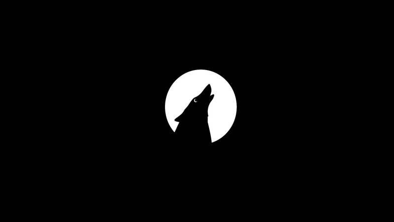 Wolf Howling at Moon — Black, Dramatic, Night, Vector Art
