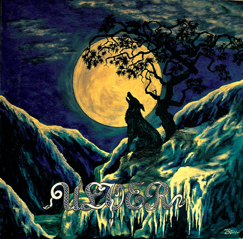 Wolf Howling at Moon — Blue, Dramatic, Night, Painting, Tree