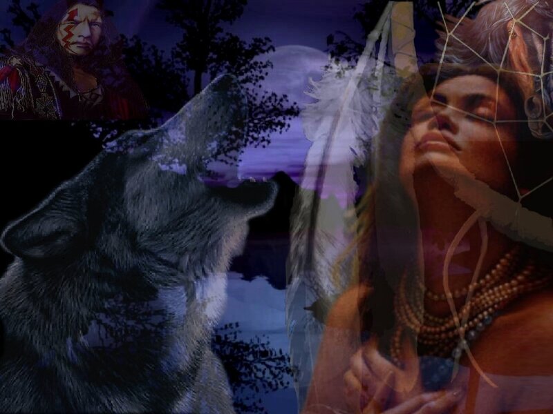 Wolf Howling at Moon — Purple, Mystical