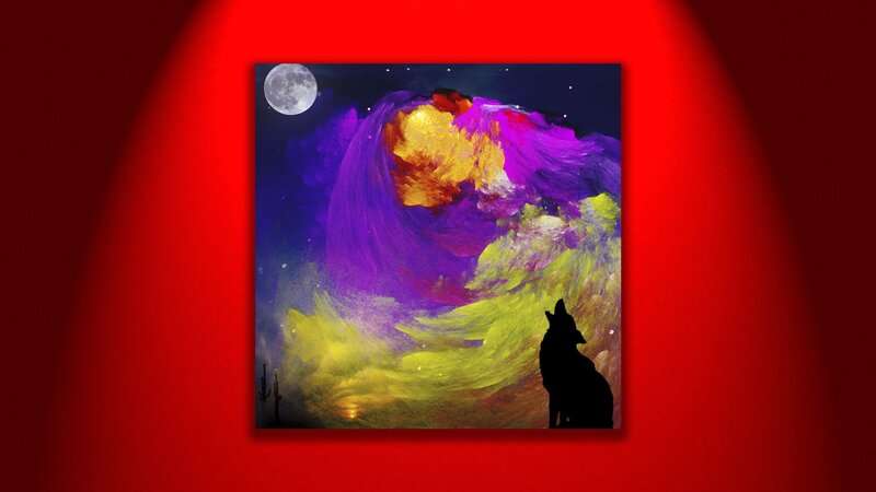 Wolf Howling at Moon — Red, Dramatic