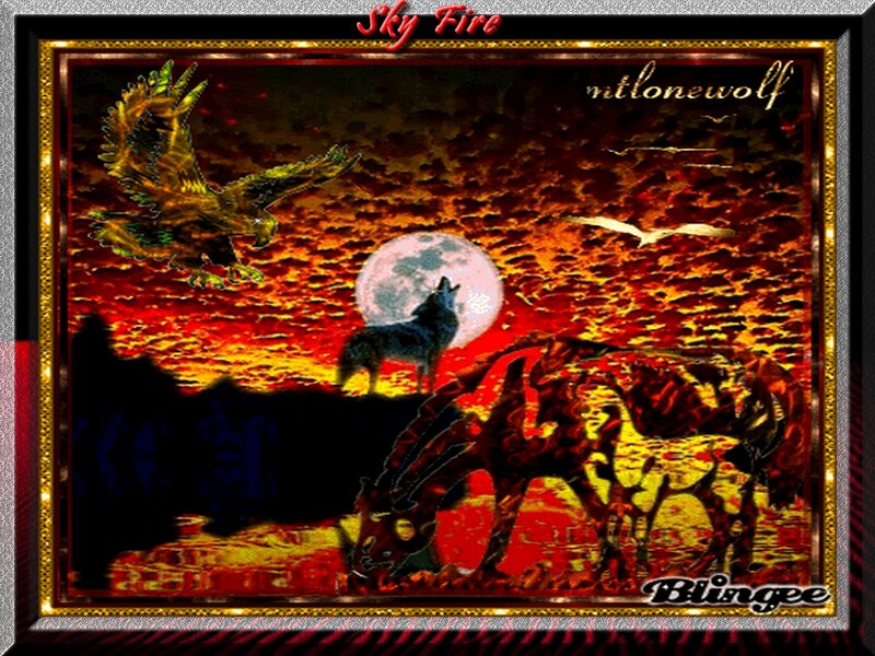 Wolf Howling at Moon — Red