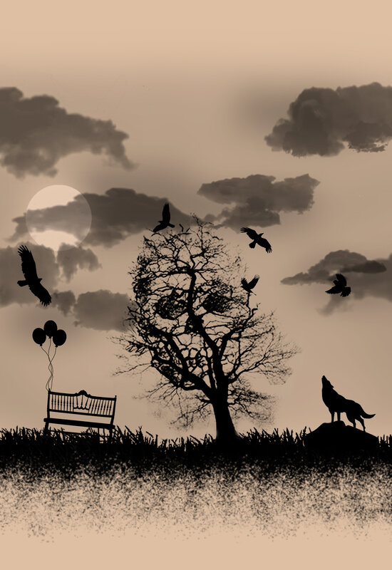Wolf Howling at Night — Brown