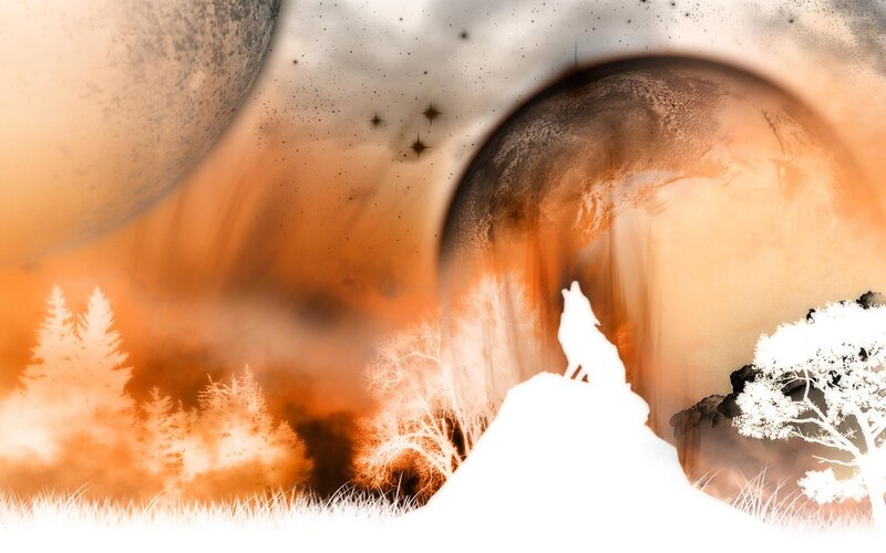 Wolf Howling at Planets — Orange